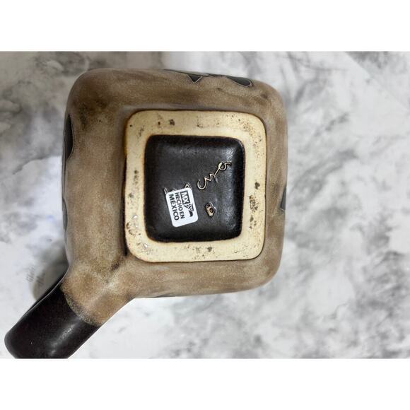 Handmade Artsy Mara Stoneware Turtle Coffee Mug Ceramic Brown Painted Mexico - Picture 5 of 9